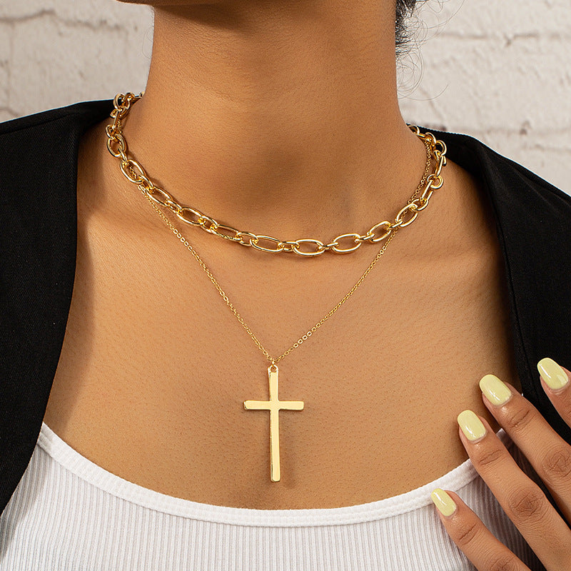 Creative Double Cross Pendant Necklace - Vienna Verve Collection