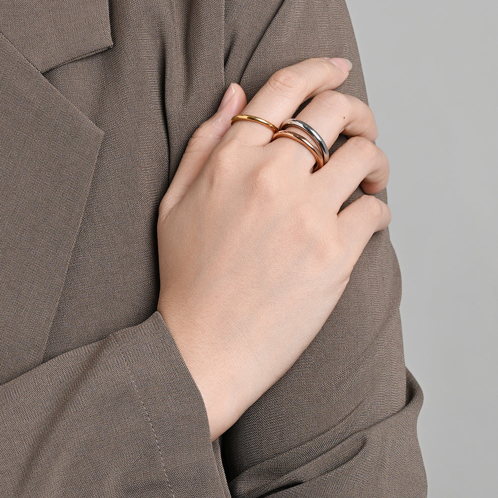 Planderful Stacking Interlocking Ring For Men And Women Size 6 To 9 Three Ring Band Creative Unisex Hand Jewelry