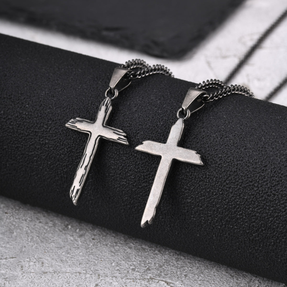 Europe – America – Japan & South Korea Stainless Steel Broken Cross Hip Hop Daily Necklace