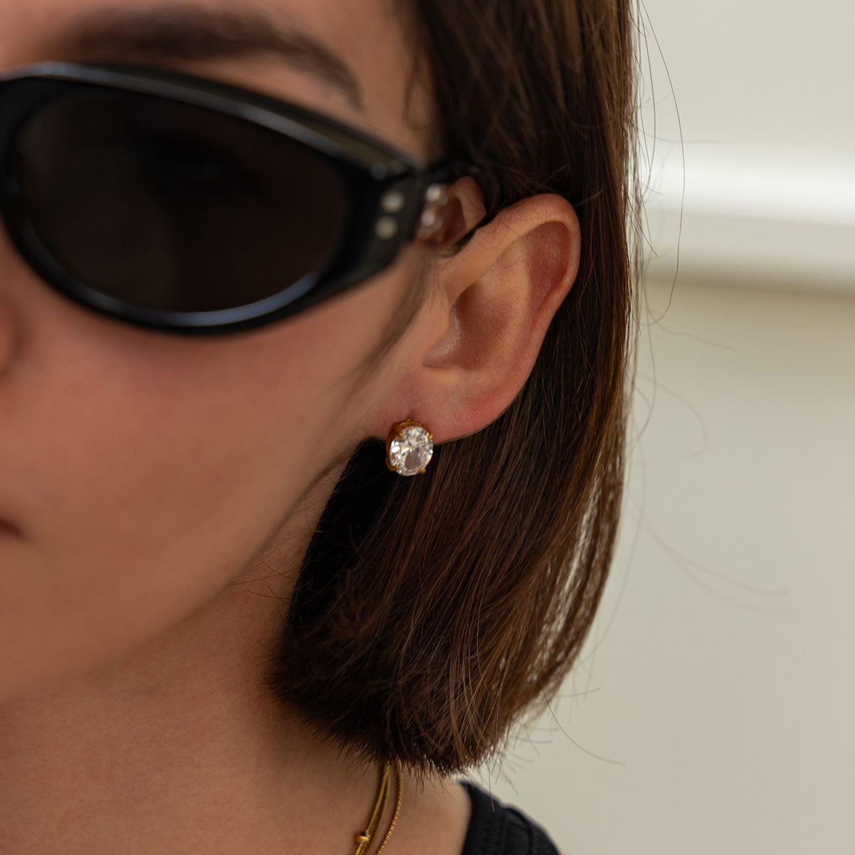 Planderful Vienna Verve Love Shaped Zircon Stainless Steel Stud Earrings For Daily Wear Fashion Lovers