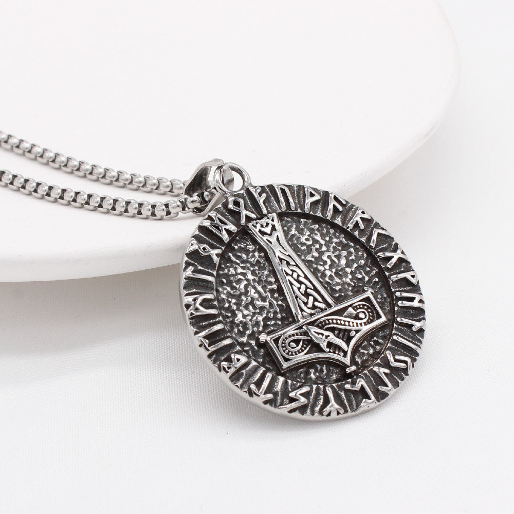 Viking Hammer Pendant Mjolnir Titanium Steel Necklace For Men Unisex Protection Statement Planderful