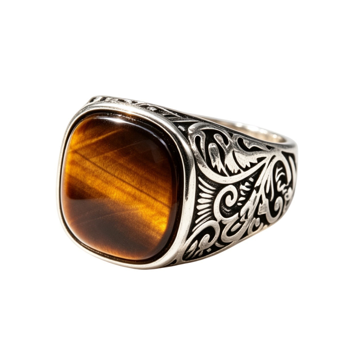 Floral Gemstone Titanium Steel Ring