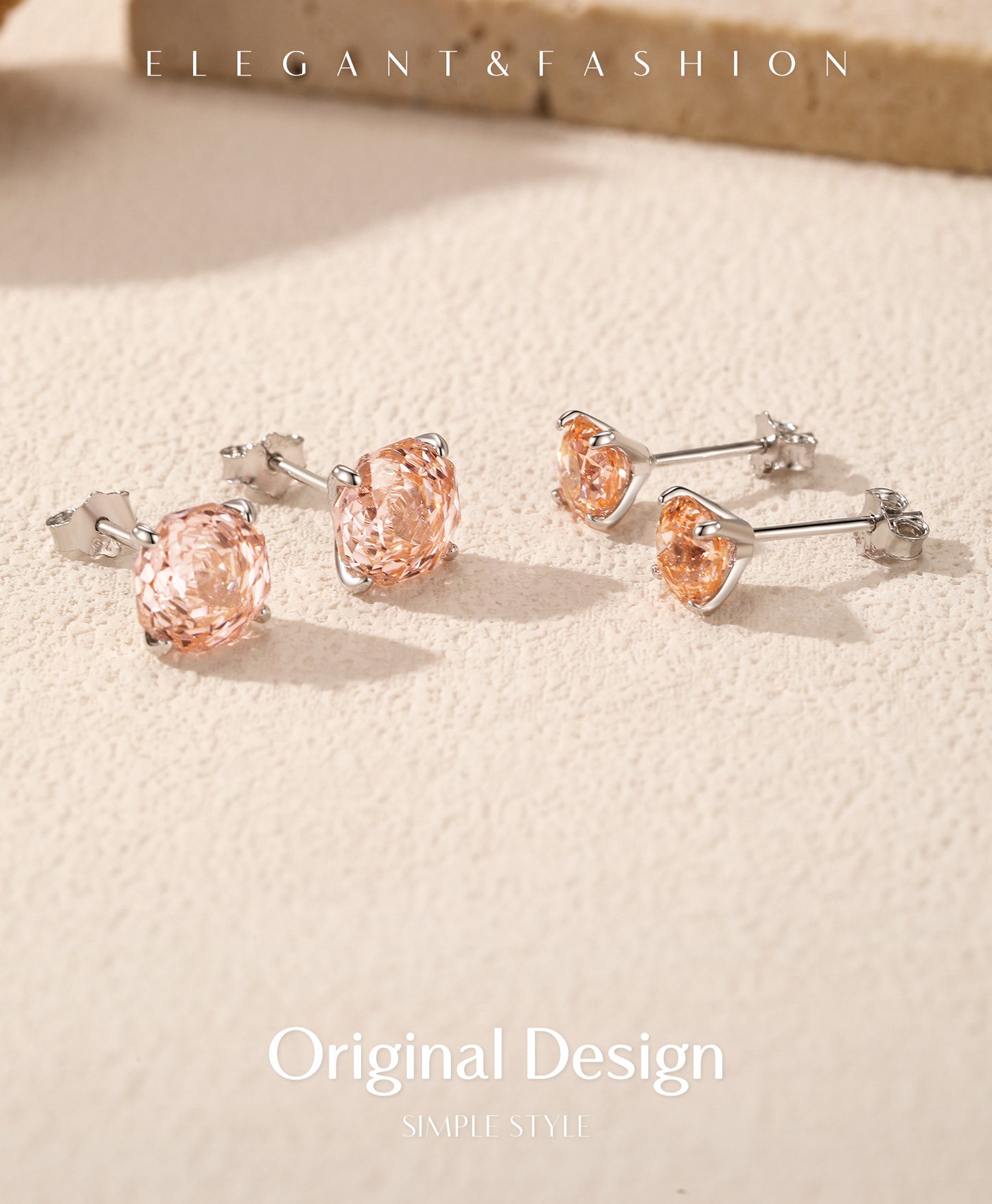 Planderful Everyday Genie Sunset Stud Earrings – Elegant Zircon Flash Design