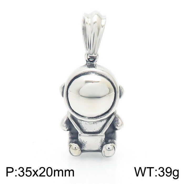 Hip-Hop Style Cartoon Astronaut Pendant for Men - Cute Vacuum Plated Titanium Steel Design