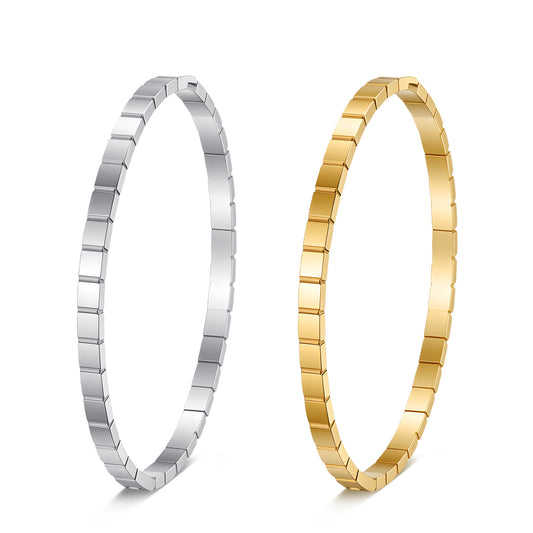 Unisex Stainless Steel 4MM Square Round Bracelet By Planderful Everyday Genie For Everyday Style And Protection