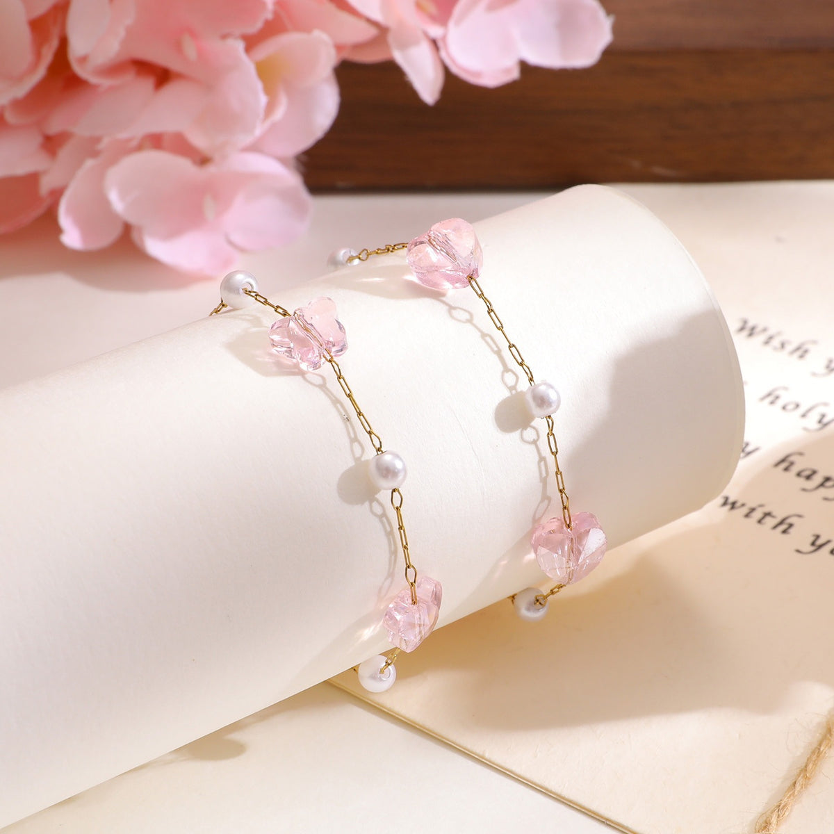 Butterfly Pearl Zircon Stainless Steel Bracelet