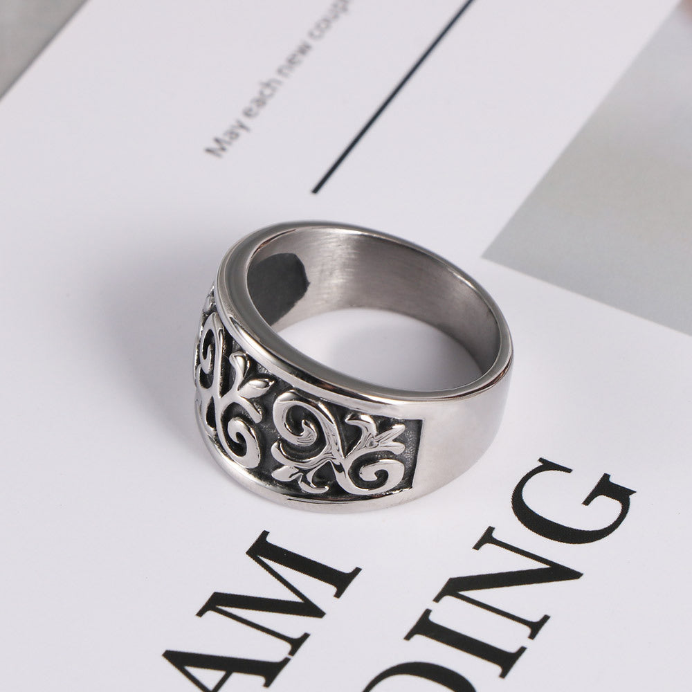 Personalized Retro Titanium Steel Ring for Men - Trendy Rock Style Nightclub Jewelry