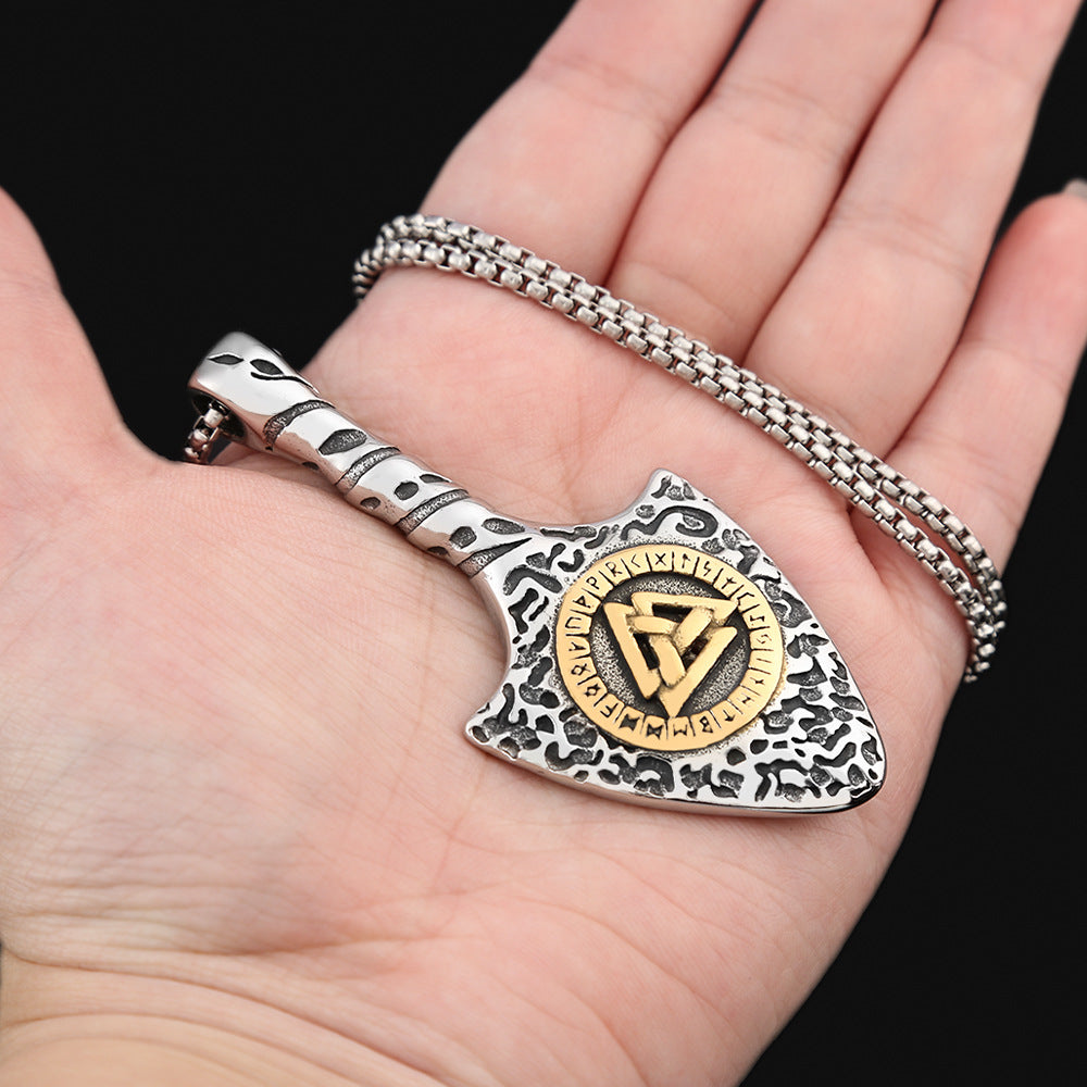 Viking Rune Spear Pendant Men's Titanium Steel Necklace