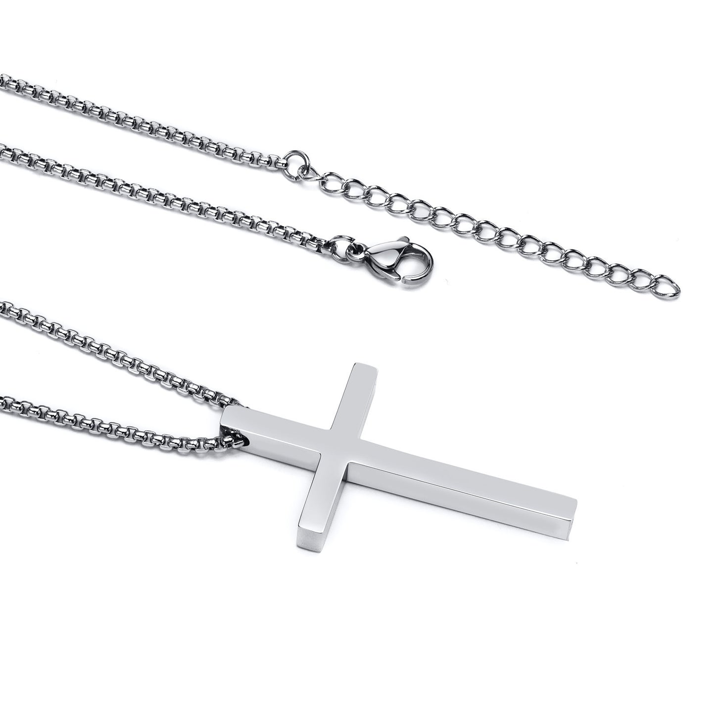Stainless Steel Bare Cross Pearl Chain Necklace for Men and Women