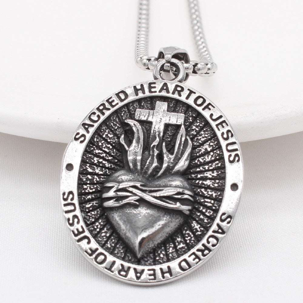 Titanium Steel Heart Cross Pendant Necklace For Men And Women Planderful Genie Unisex Jewelry Protective Statement