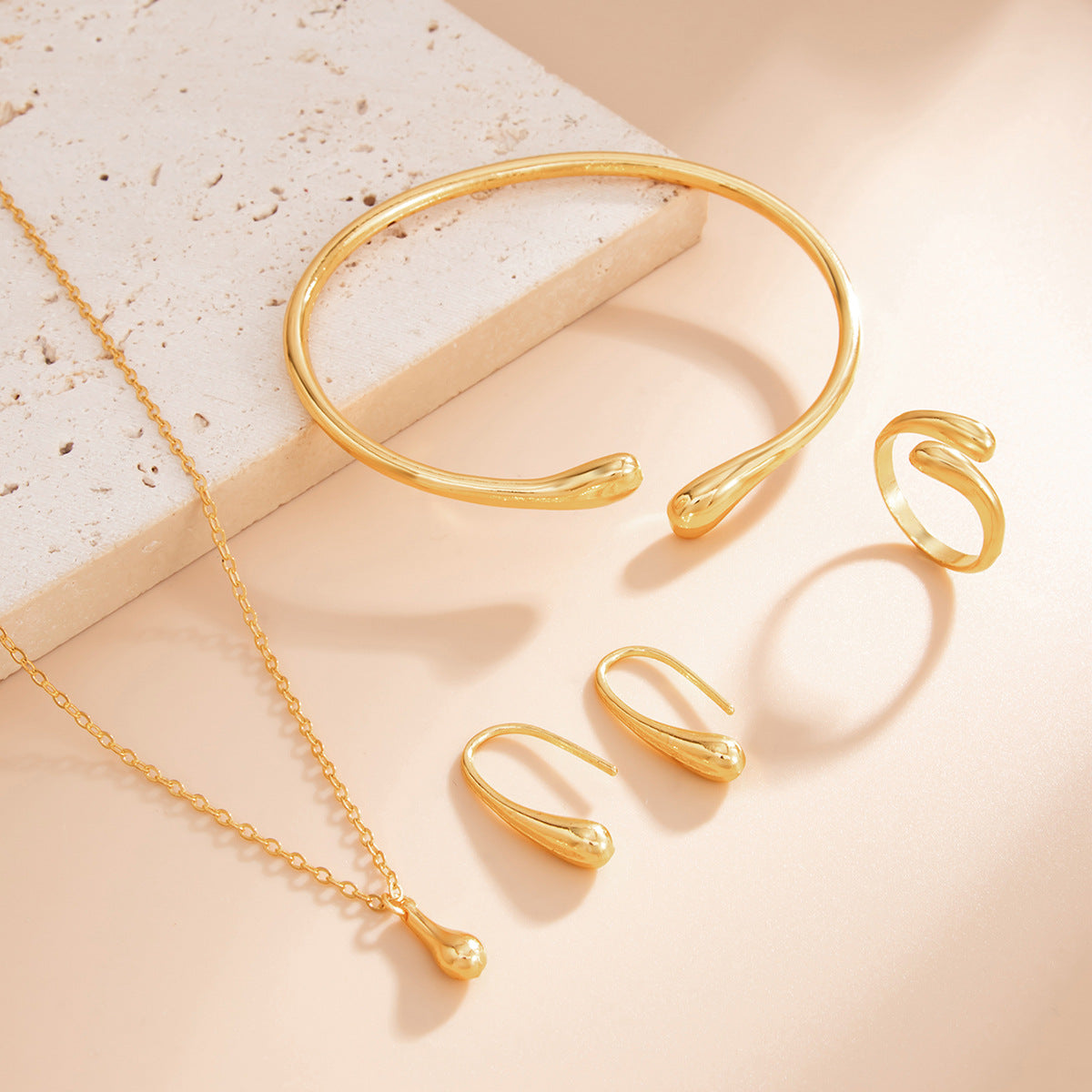 Teardrop Necklace, Bracelet, Earrings & Ring Set