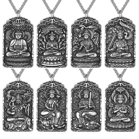 Steel Necklace - Elegant Buddha Bodhisattva Eight Gods