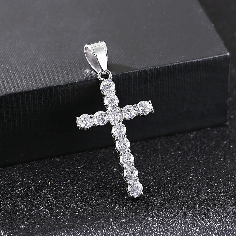 Planderful Zircon Cross Pendant for Men Stainless Steel
