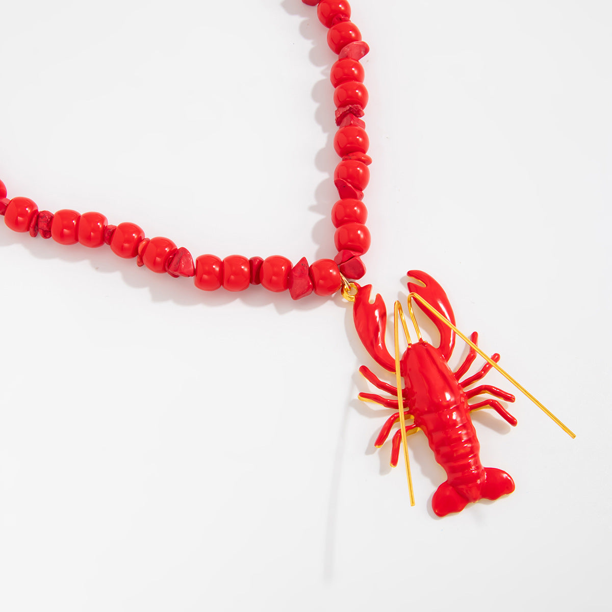 Crab & Lobster Beaded Pendant Necklace