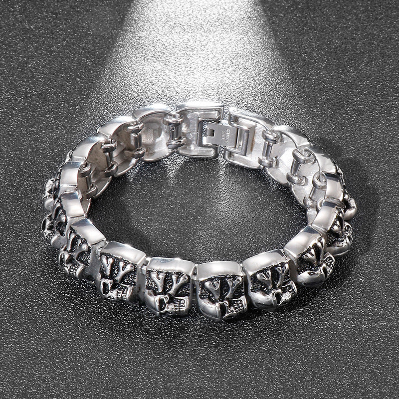 Old Ghost Head Skull Men's Titanium Steel Bracelet