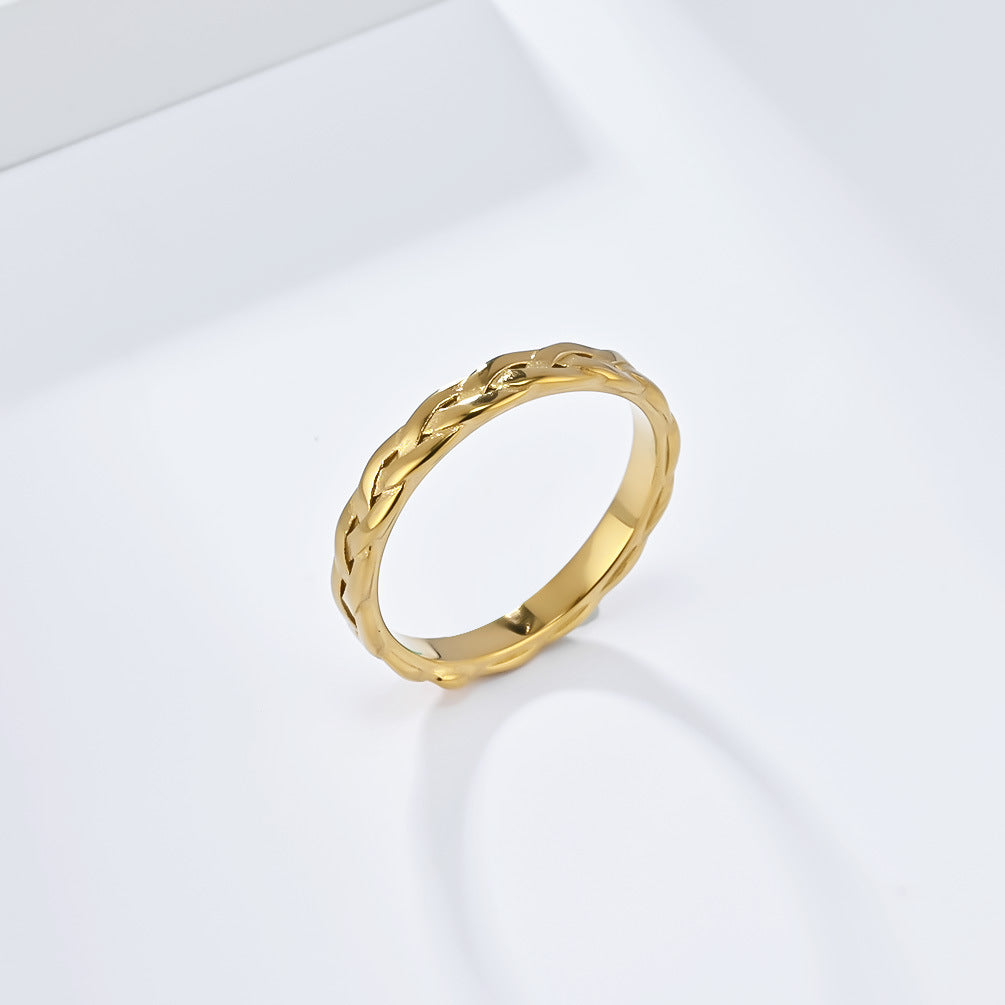 Planderful Titanium Steel Ring For Trendsetting Fashion Lovers Braided Chain Minimalist Luxury Jewelry Sizes 5 To 10