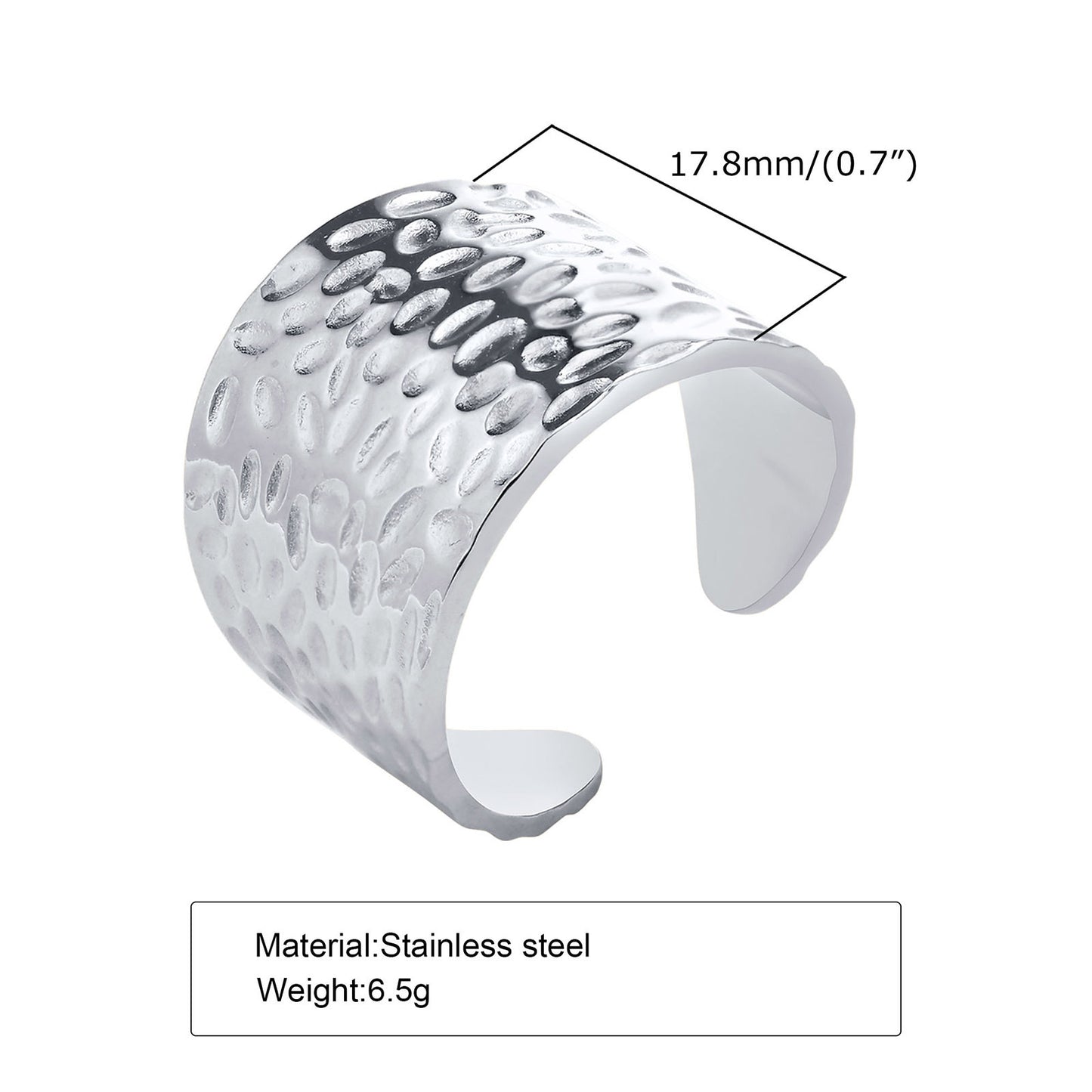 Cross-Border Jewelry Stainless Steel Hammer Pattern Ring