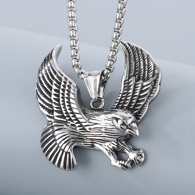 Retro Eagle Wings Pendant - European and American Style Stainless Steel Men's Jewelry