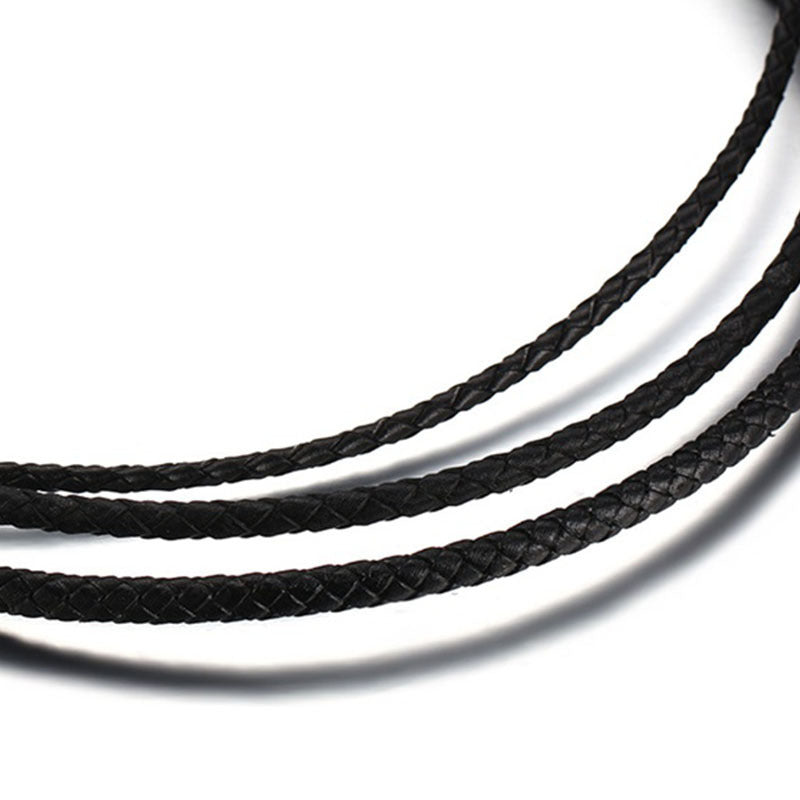 Jewelry Factory Necklace Rope with Chain Leather Collar Neck Ring Accessories Jewelry for Men