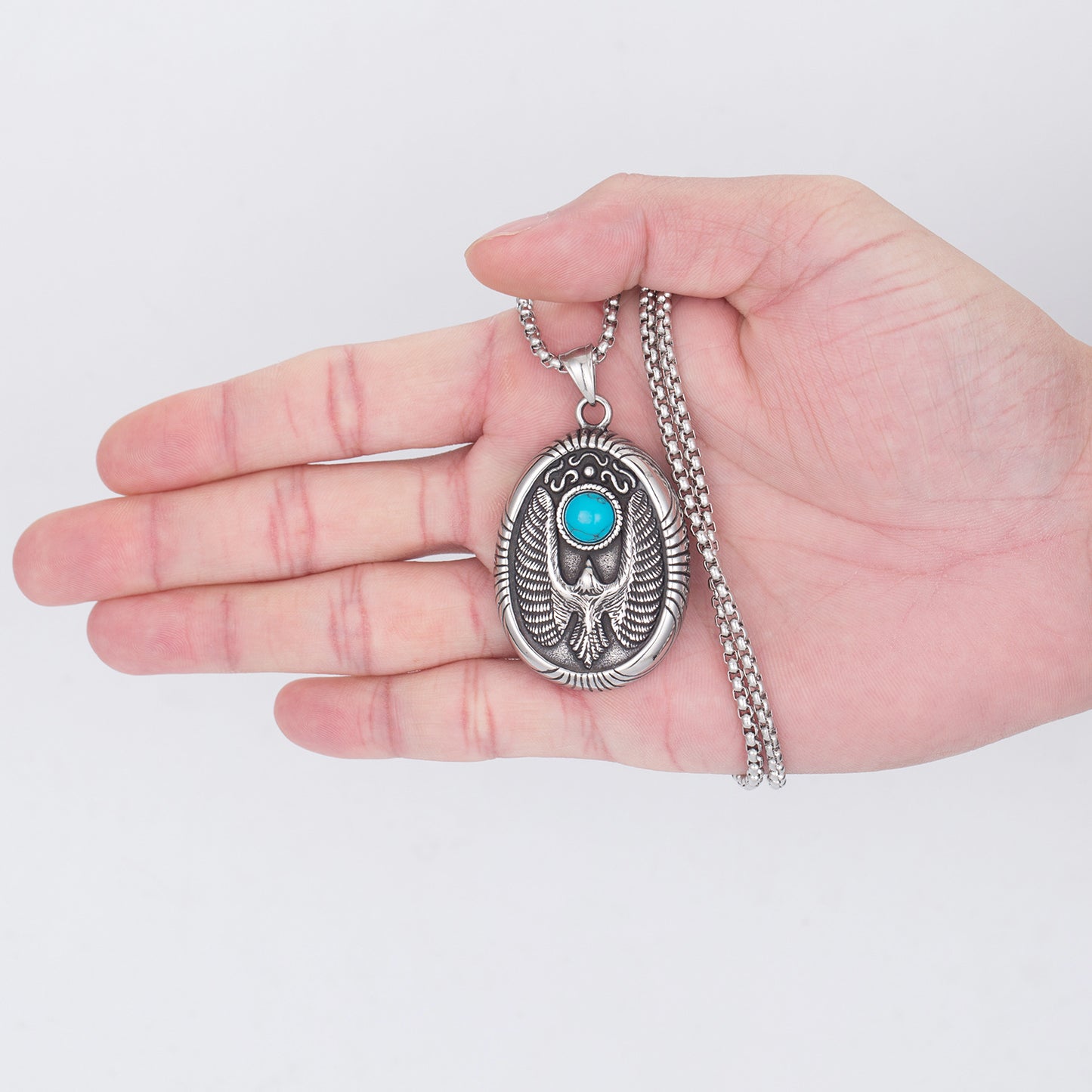 Turquoise Necklace – Statement Men's Locomotive Tag