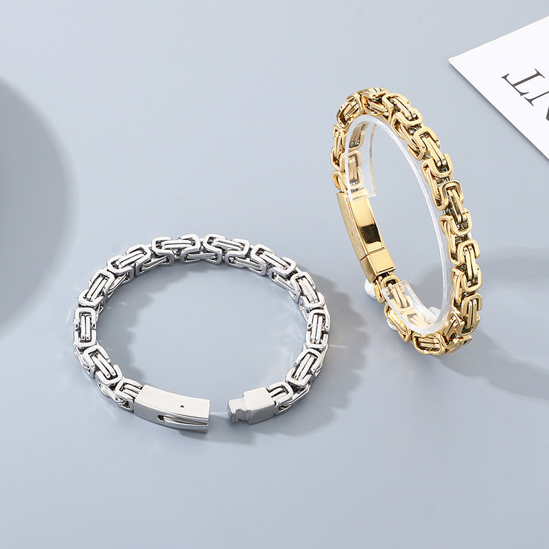 Hip-Hop Double Chain – Vacuum Electroplated Emperor Chain Stainless Bracelet