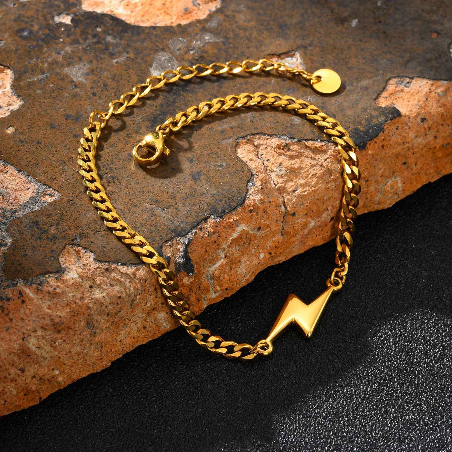 Planderful Stainless Steel Lightning Bracelet For Men Custom