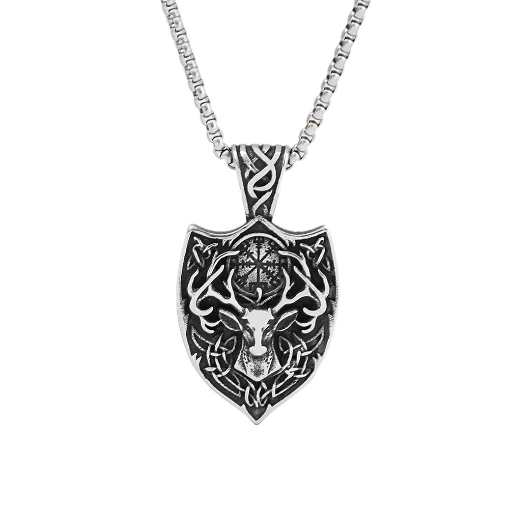 Vintage Viking Compass Stainless Steel Men's Pendant Necklace