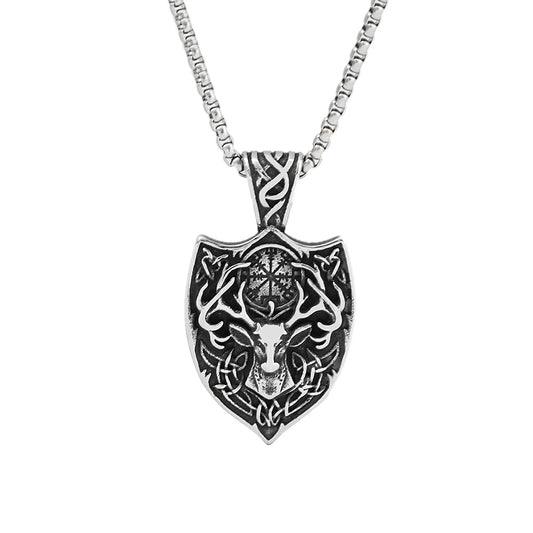 Vintage Viking Compass Stainless Steel Men's Pendant Necklace