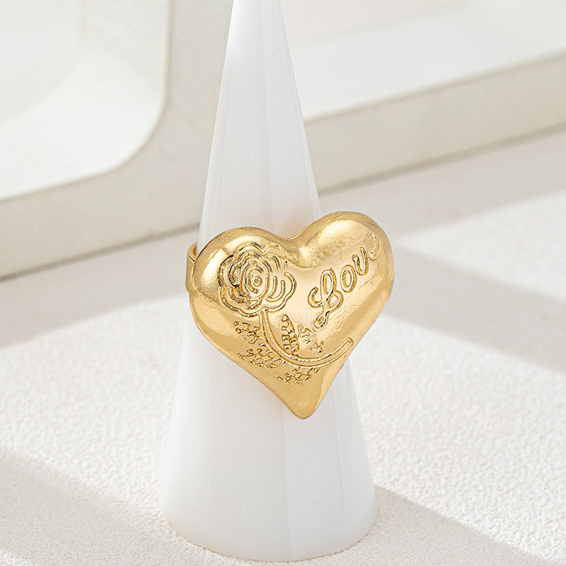 Rose Print Love Letter Ring for Women by Planderful