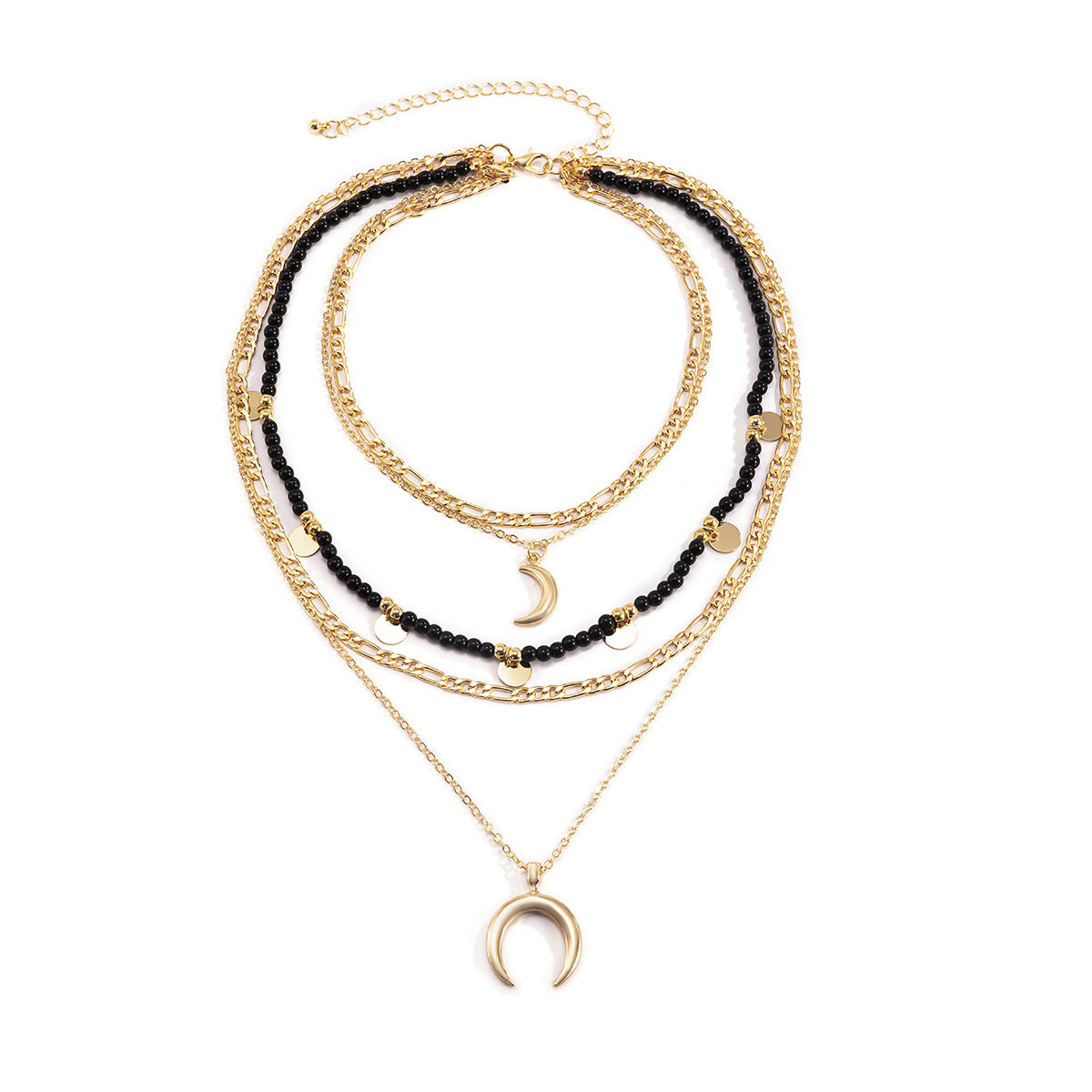 Moon Pendant Necklace Beaded Multi Layer Design By Planderful Vienna Verve For Women Bold Statement Jewelry