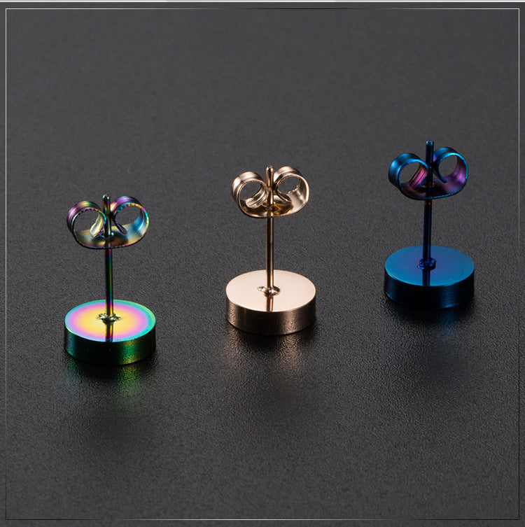 Titanium Steel Matte Stud Earrings for Men, Hipster Earclips