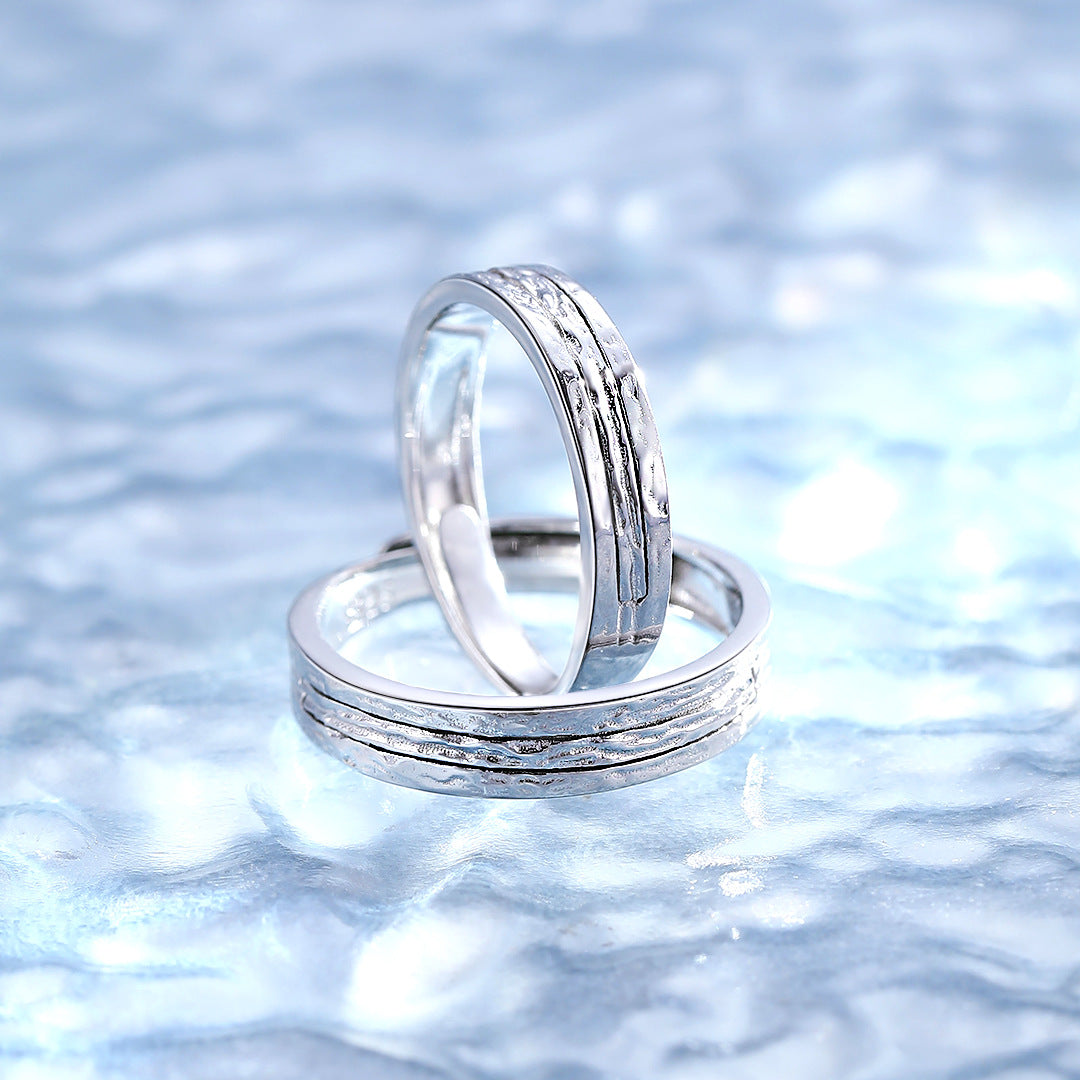 Planderful Sterling Silver S925 Couple Ring For Men And Women Adjustable Comfort Gift Idea