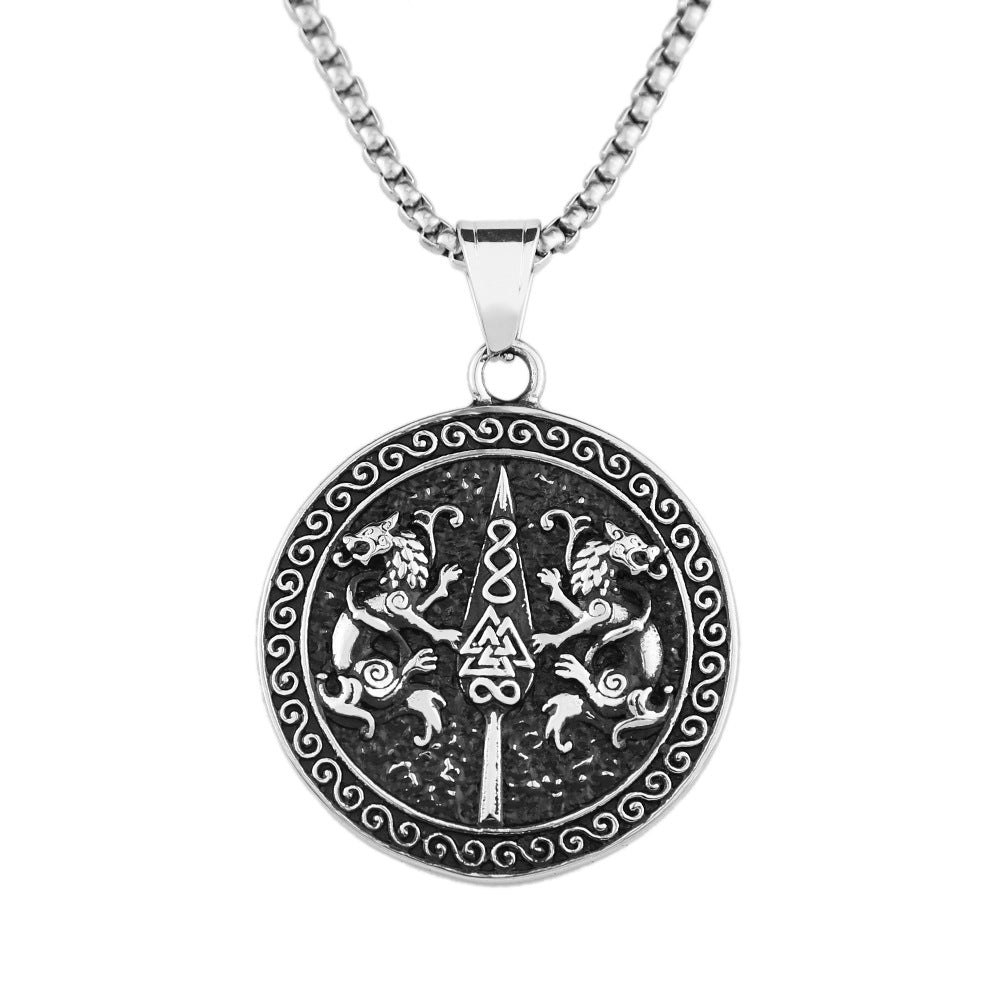Retro Stainless Steel Long Necklace with Titanium Pendant for Men