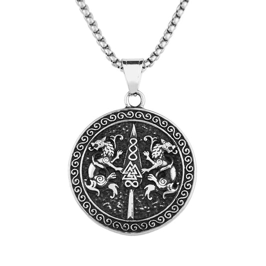 Retro Stainless Steel Long Necklace with Titanium Pendant for Men