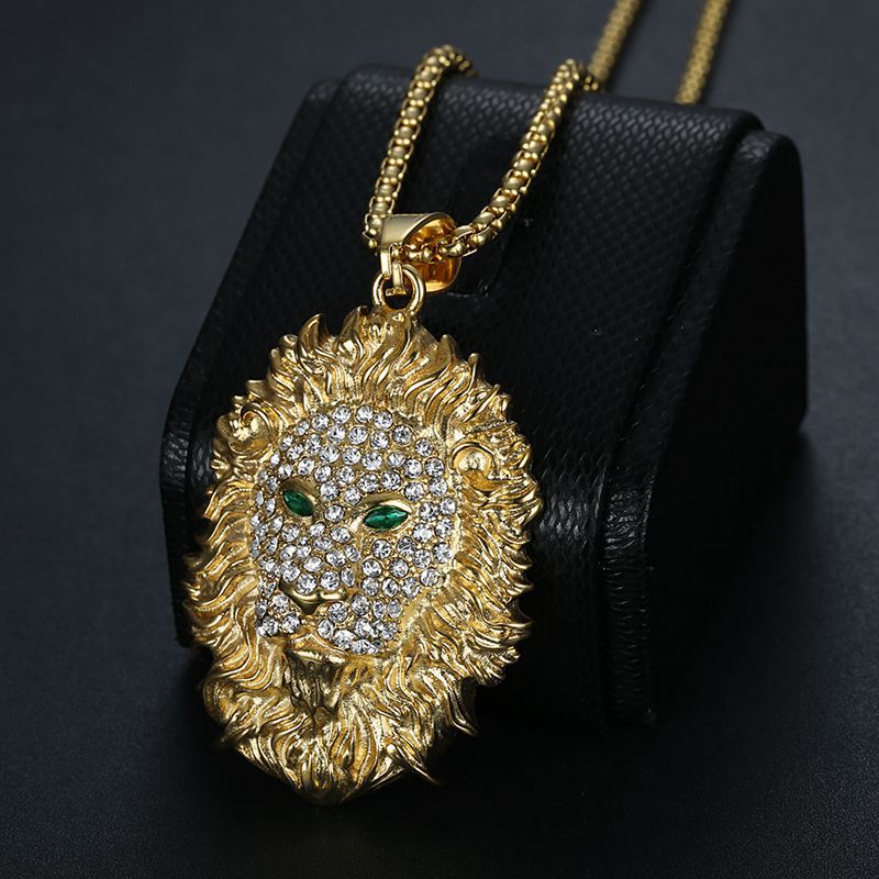 Rhinestone Necklace – Statement Lion Head Pendant For Hip Hop Streetwear And Everyday Glam