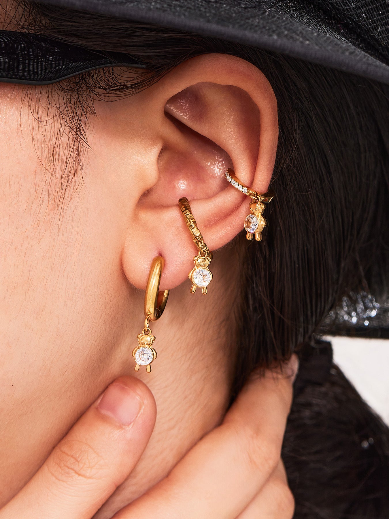 Planderful 18K Gold Plated Zircon Animal Earrings Women