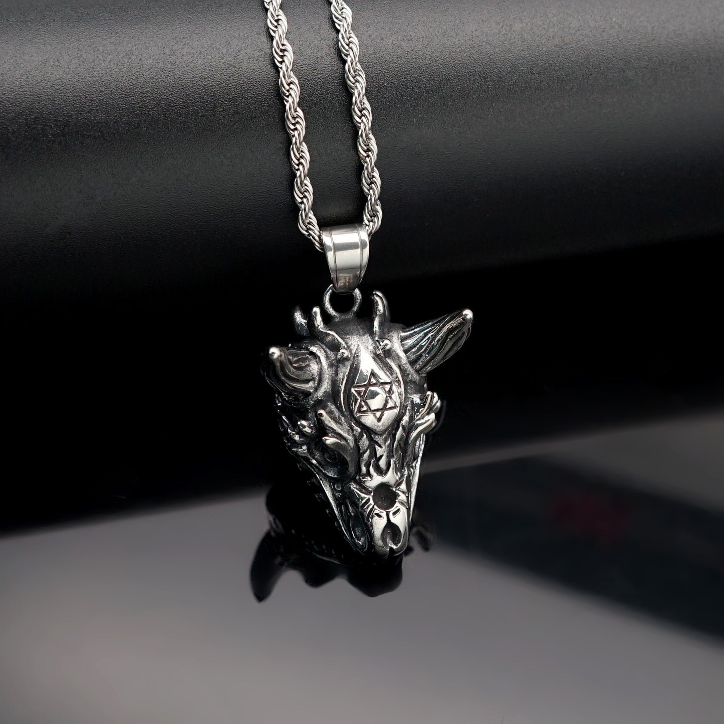 Steel Necklace – Vintage Punk Skull Sheephead Pendant For Men Gothic Jewelry Gift Idea
