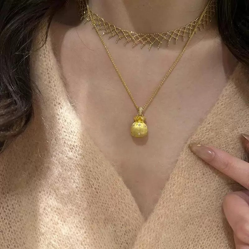 Full of Luck Brushed Small Lucky Bag Necklace for Women