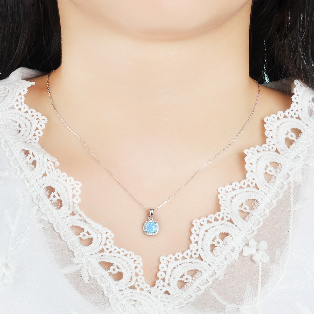 Planderful Jewelry Opal Necklace In Sterling Silver