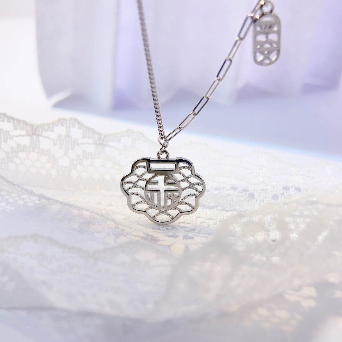 Minimalist Guofeng 925 Sterling Silver Women's Pendant Necklace