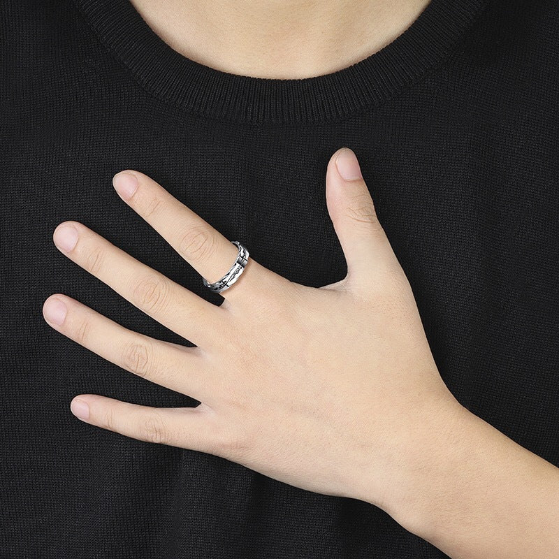 Planderful Titanium Steel Mens Ring Everyday Genie For Men Light Luxury Hip Hop Style Single Index Finger