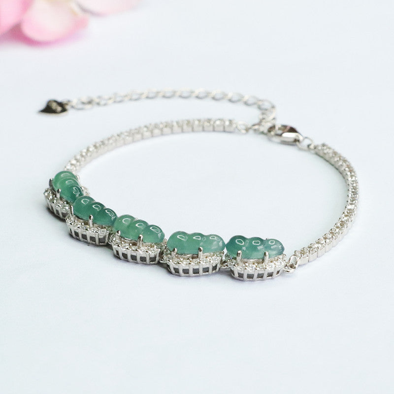 Blue Water Jadeite Four-Season Bean Bracelet