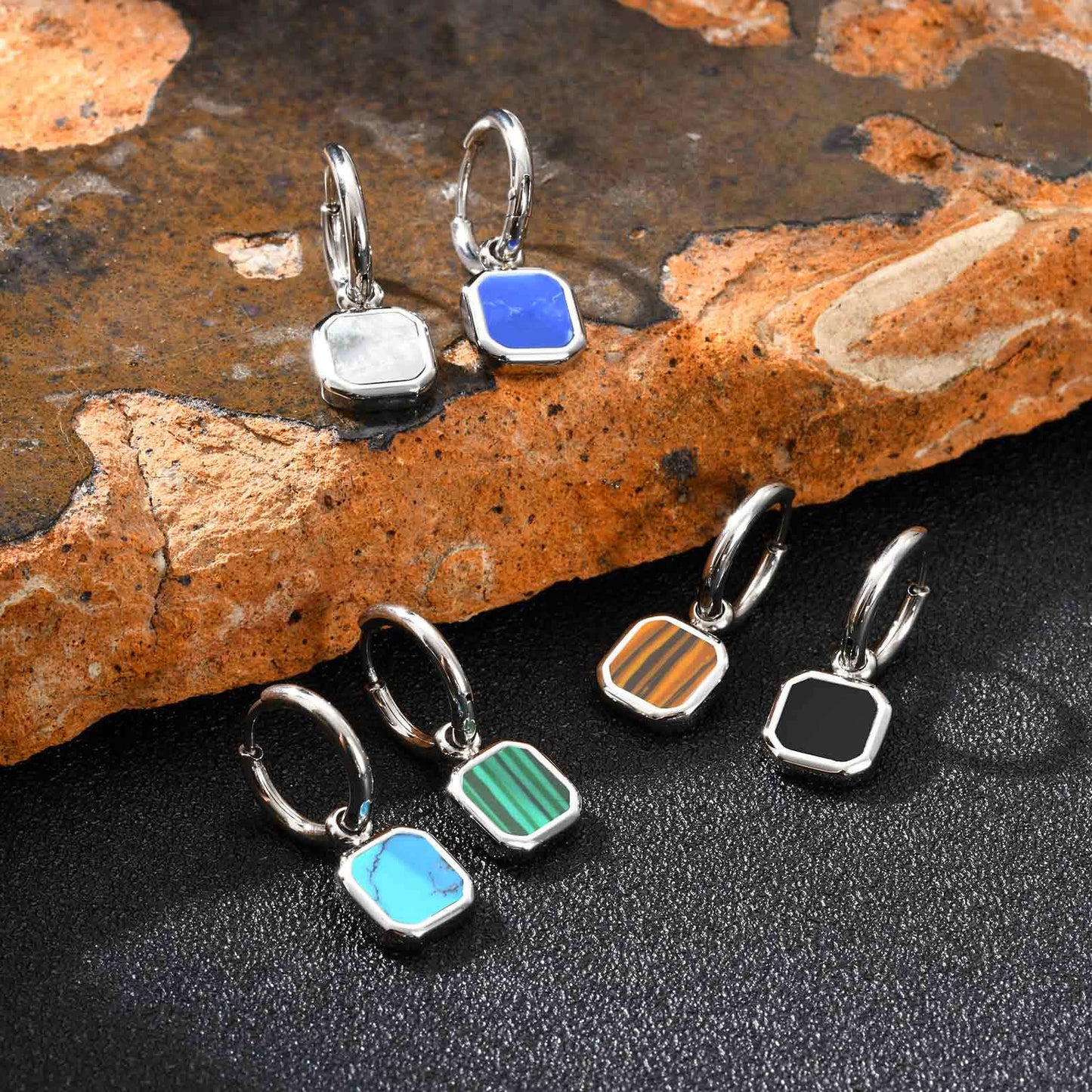 Planderful Stainless Steel Earrings Unisex Bold Tiger Eye