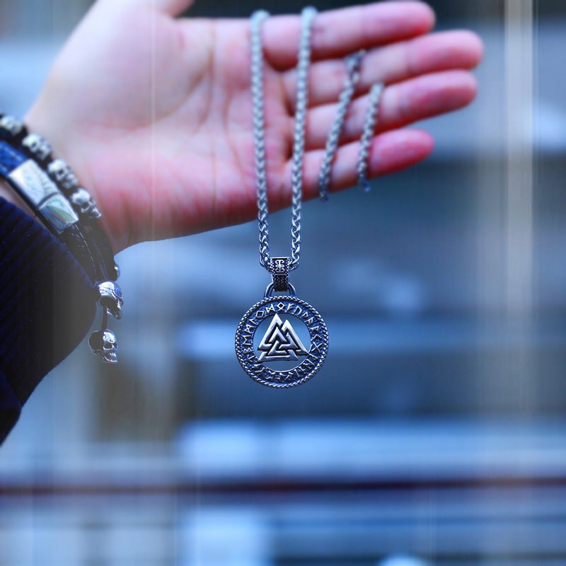 Retro Viking-Inspired Titanium Steel Pendant for Men - Stacked Triangular Design