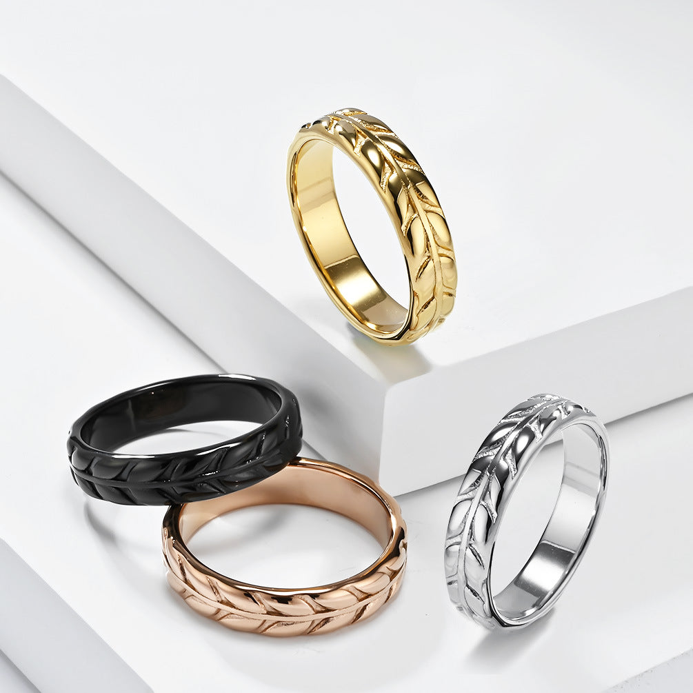 Planderful Everyday Genie Rhombus Tulip Titanium Steel Ring For Women Light Luxury Gold Plated
