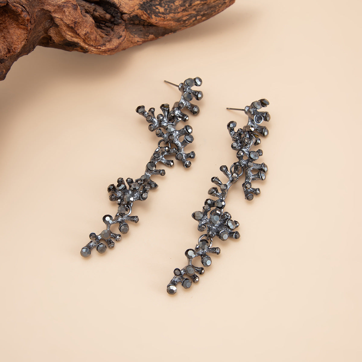 Exaggerated Coral Branch Zircon Earrings Planderful For Women Statement Geometric Jewelry