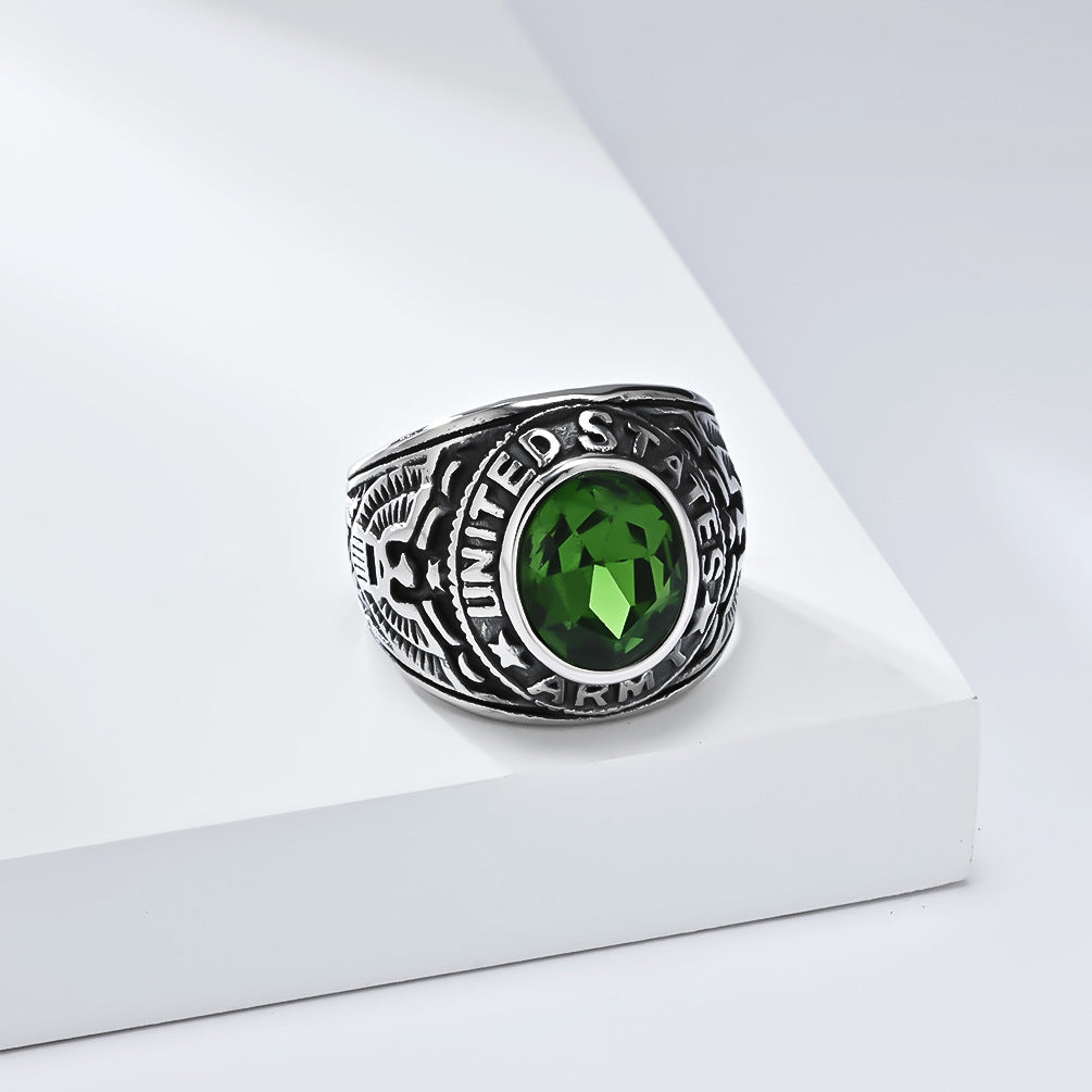 Planderful Titanium Steel Ring For Men With Zircon Eagle Design Index Finger Marine Corps Bald Eagle Style Everyday Genie Collection