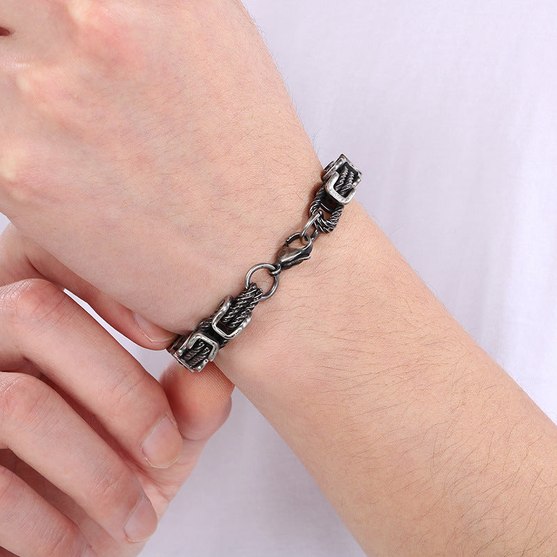 Planderful Hip Hop Personalized Mens Steel Bracelet