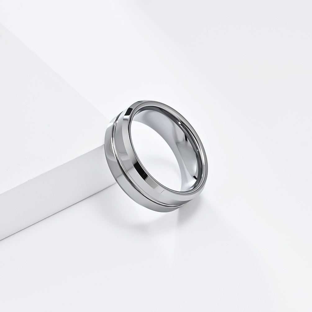 Cross-Border Simple 8mm Tungsten Steel Ring for Men