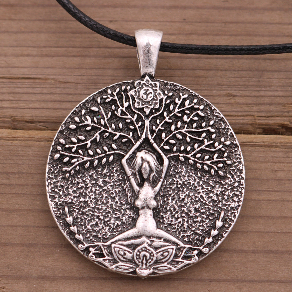 Mystical Double-Sided Mandala Flower Pendant - Men's Religious Necklace